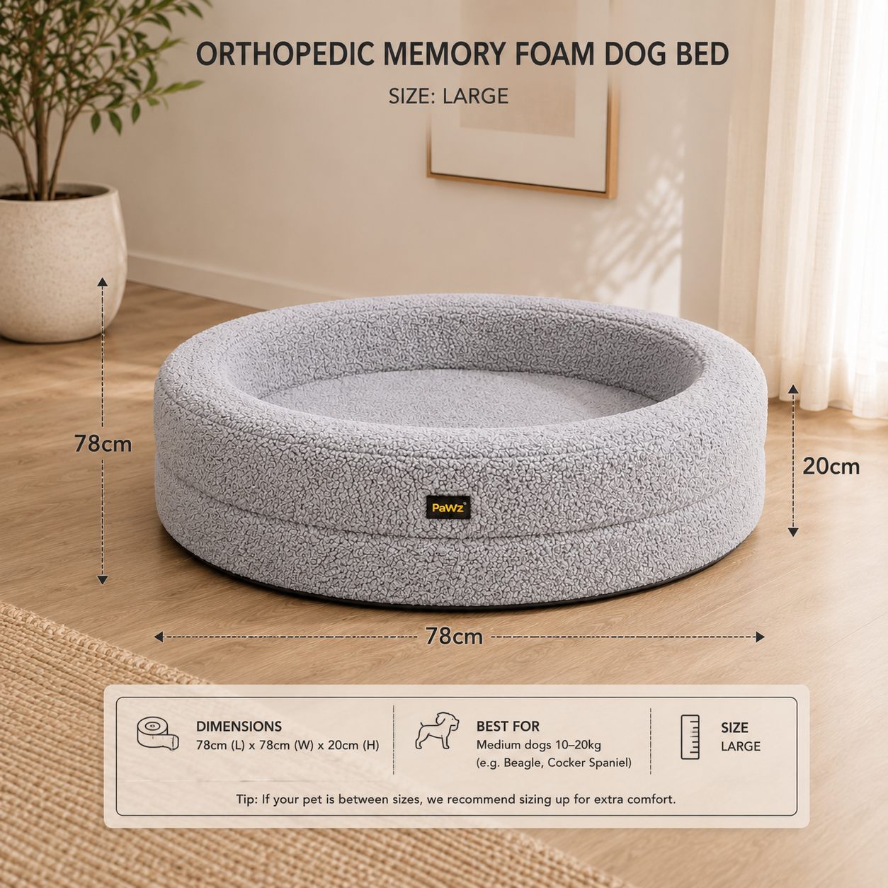 L Orthopedic Memory Foam Ped Bed